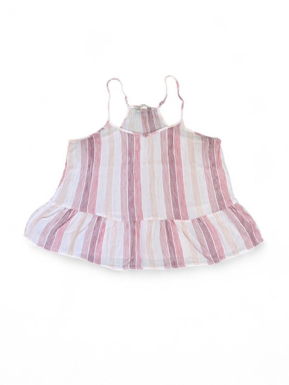 Pink Republic Pink & White Striped Ruffle-Hem Camisole